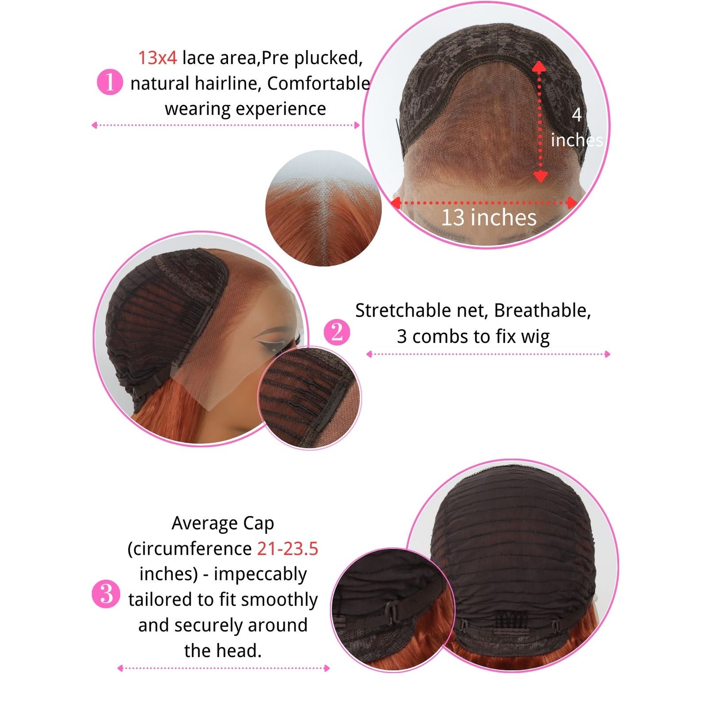 Ginger Orange Body Wave Synthetic Lace Front Wig 13x4 for Party Daily Use 28 Inch