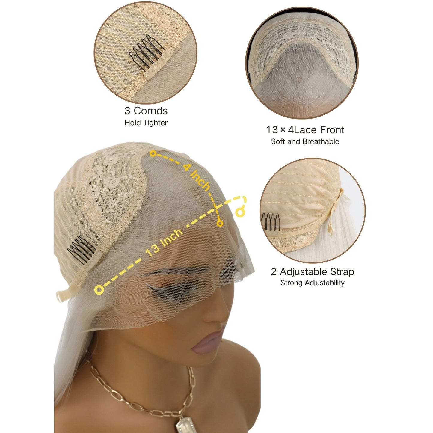 Gray White Wave Synthetic Lace Front Wig13x4 for Halloween Cosplay Use 32 Inch