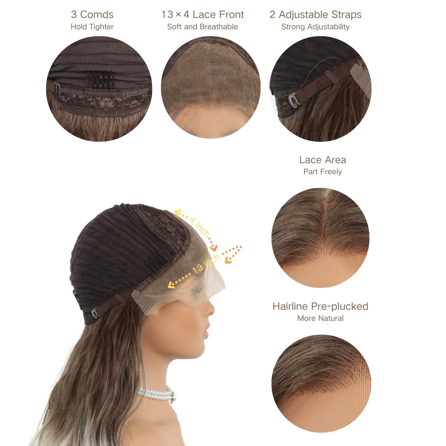 Ombre Blonde Body Wave Synthetic Lace Front Wig Free Part Pre Plucked 13X4 for Women Daily Use 24 Inches Heat Friendly