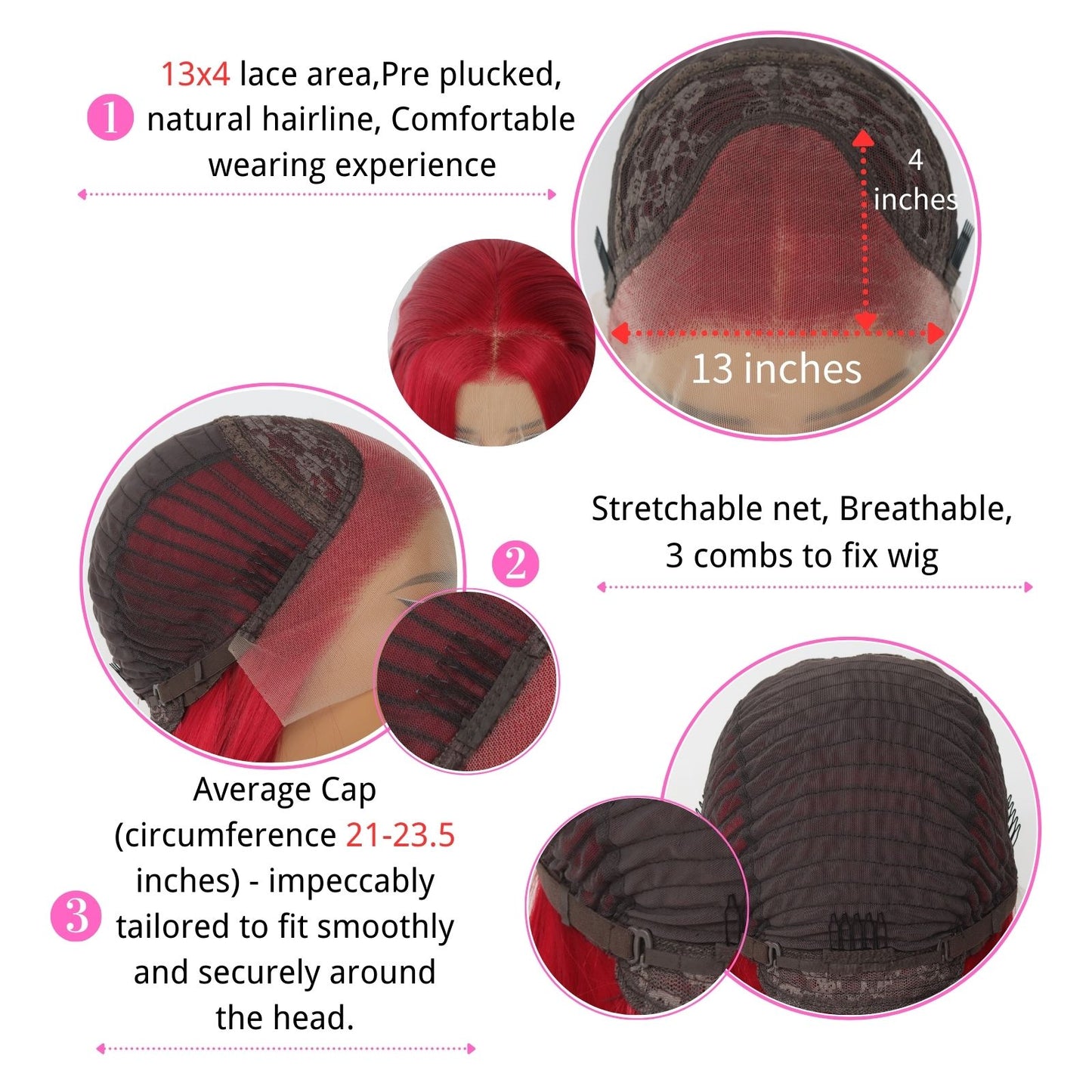 Red Body Wave Lace Front Synthetic Wig 13x4 for Party Daily Use 32 Inch
