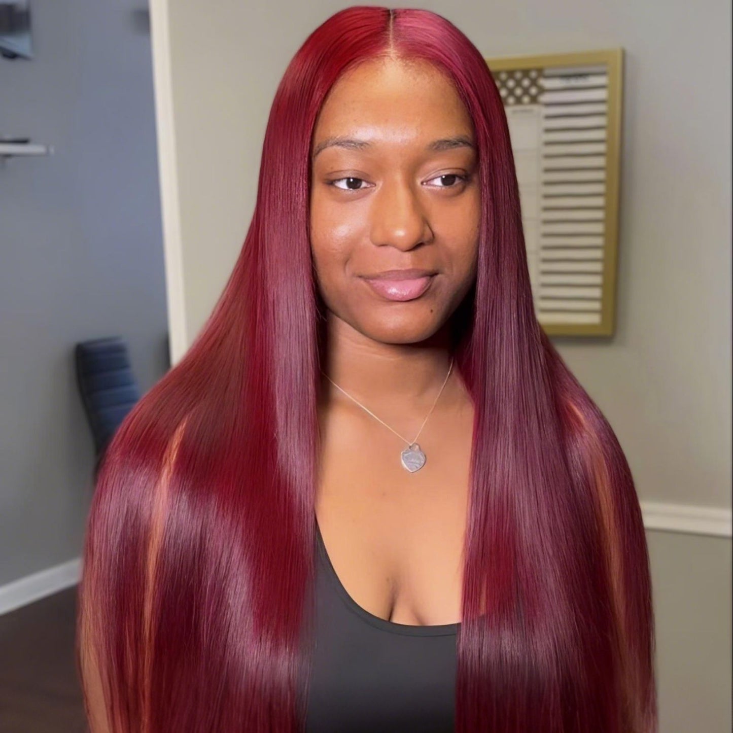 Burgundy Straight Wig 13X4 for Women Christmas Daily Use 32 Inch