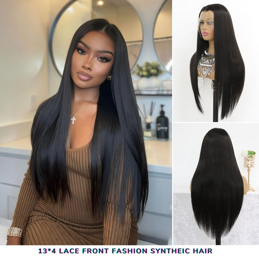 Black Long Straight Wig 13x4 for Women Daily Use 26 Inch
