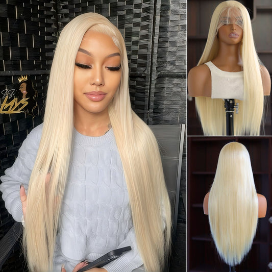 Blonde Straight Synthetic Lace Front Wig 13x4 Party Daily Use 28 Inch