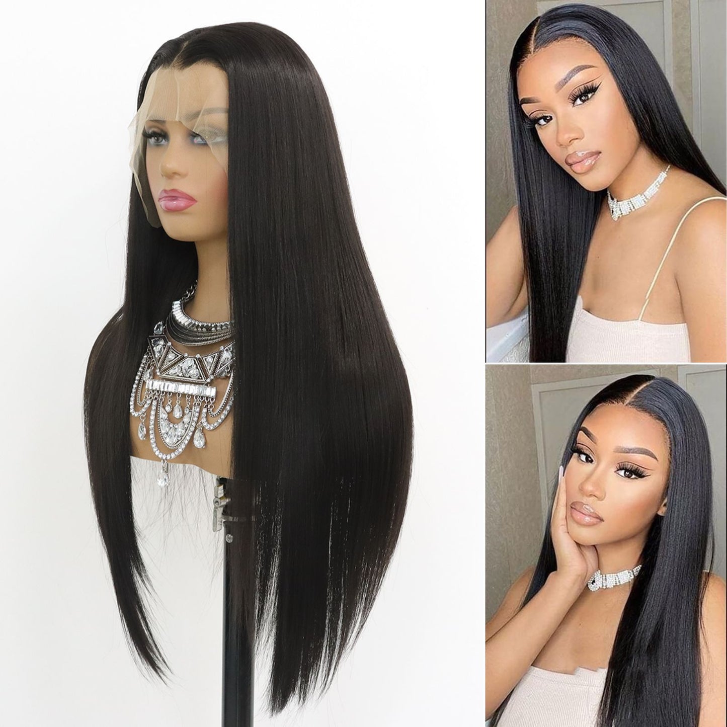 Black Long Straight Wig 13x4 for Women Daily Use 26 Inch