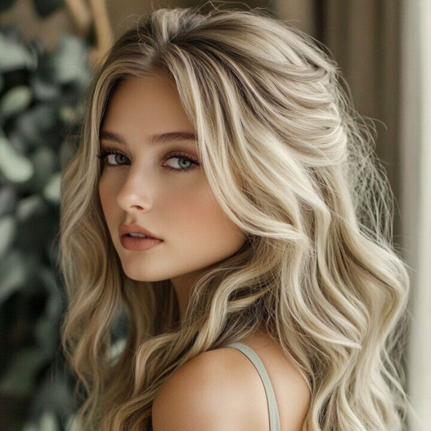 Ash Blonde Ombre Highlight Wavy Synthetic Lace Front Wig, Heat Resistant Fiber, 13x4 Free Part, Pre-Plucked Hairline Natural Look 24-Inch