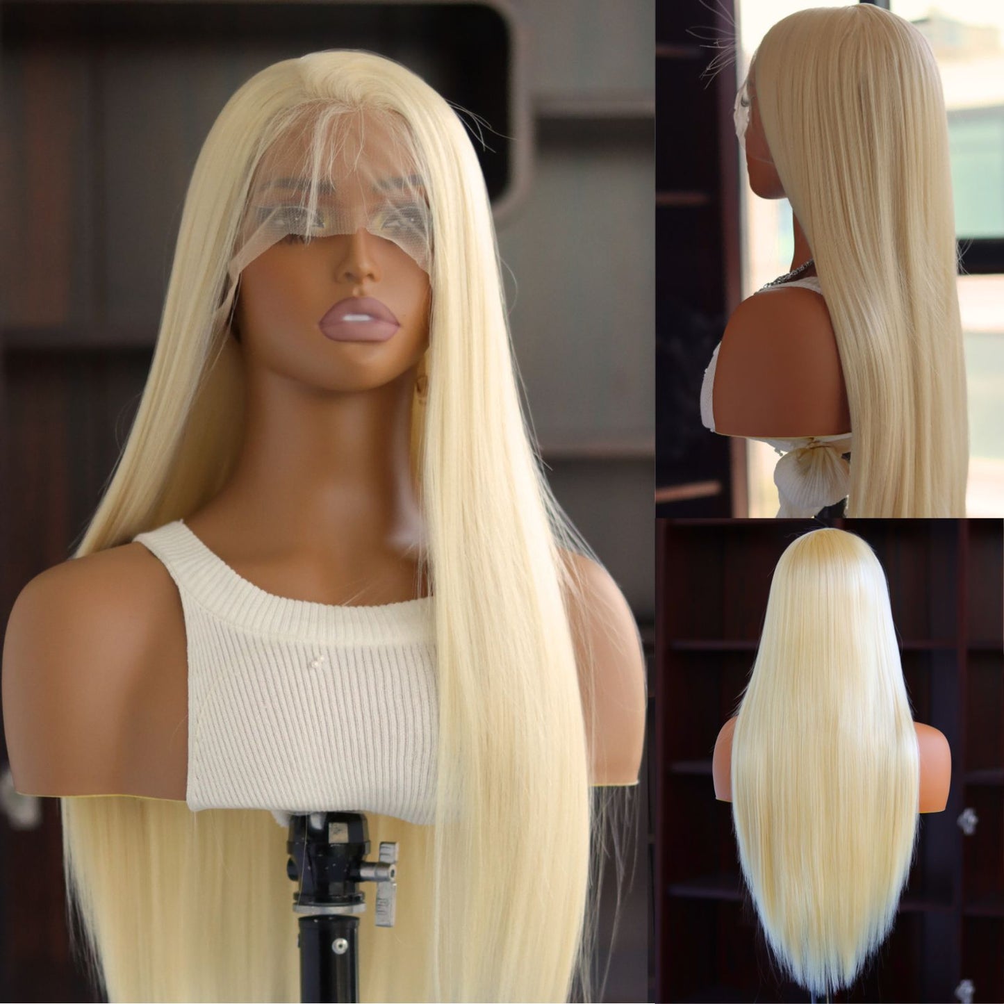Blonde Straight Synthetic Lace Front Wig 13x4 Party Daily Use 28 Inch
