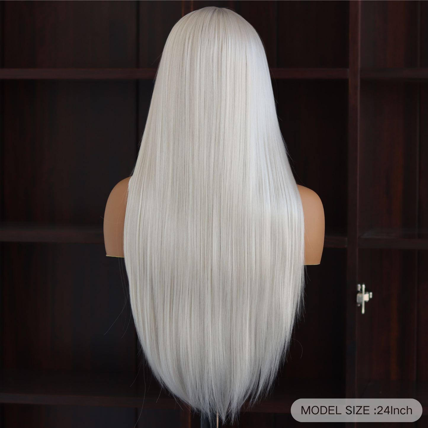 White Long Straight Wigs Platinum White Synthetic Wig 13×4 Lace Front Wigs Pre Plucked Natural Hairline Heat-Resistant Fiber Wig For Women(24Inch)