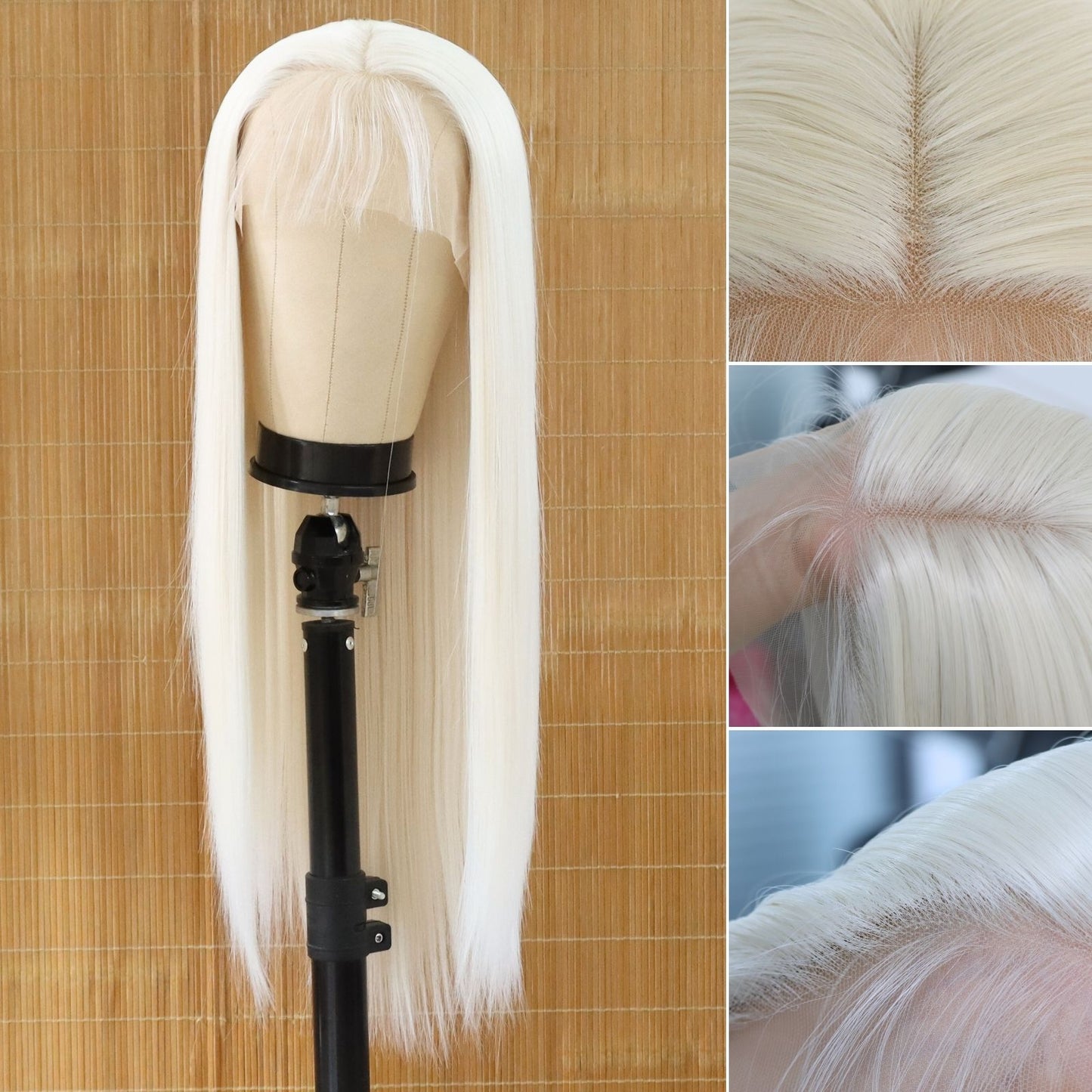 Cream White Straight Synthetic Lace Front Wig 13X4 Party Use 26 Inches