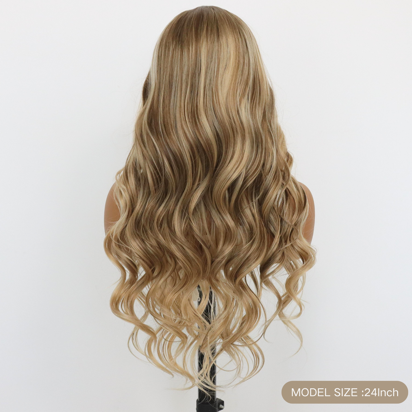Ombre Blonde Wavy Wig 13×4 Lace Front Wigs Skunk Stripes Wave Blonde Synthetic Wig Heat-resistant Fibre Wig For Daily party Use（24Inch）