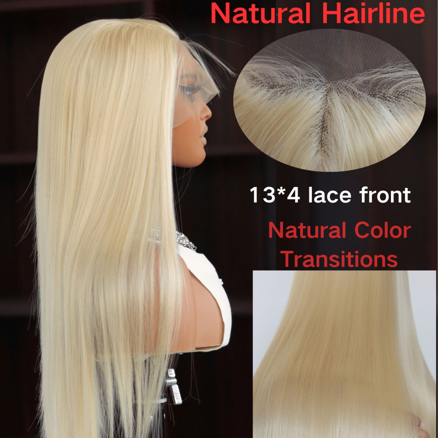 Blonde Straight Synthetic Lace Front Wig 13x4 Party Daily Use 28 Inch
