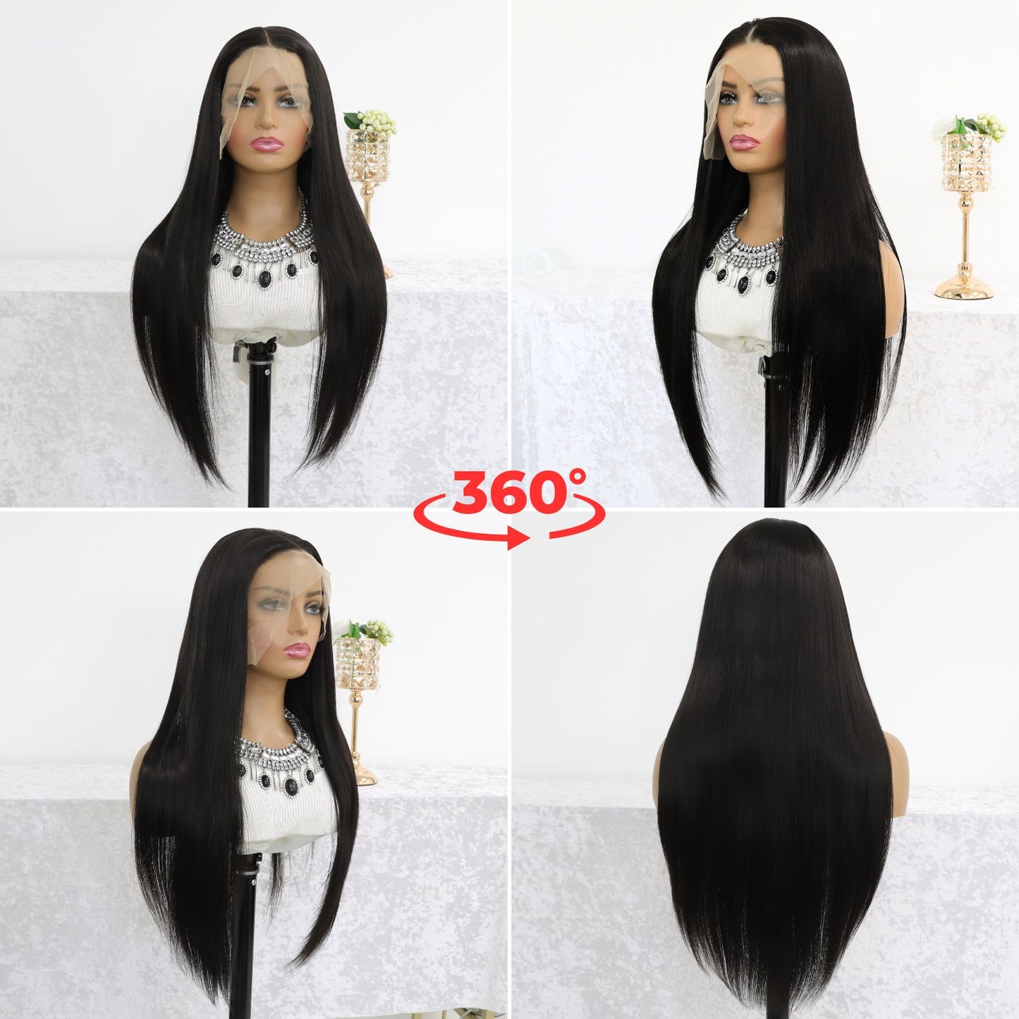 Black Long Straight Wig 13x4 for Women Daily Use 26 Inch
