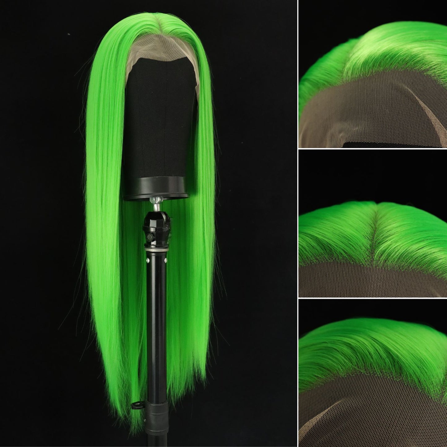 Fluorescent Green Straight Synthetic Lace Front Wig 13X4 Party Halloween Use 28 Inches