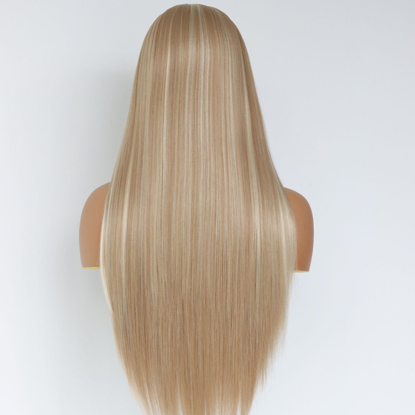 Highlight Blonde Mixed Brown Straight Synthetic Lace Front Wig 13x4 Daily Use 26 Inches