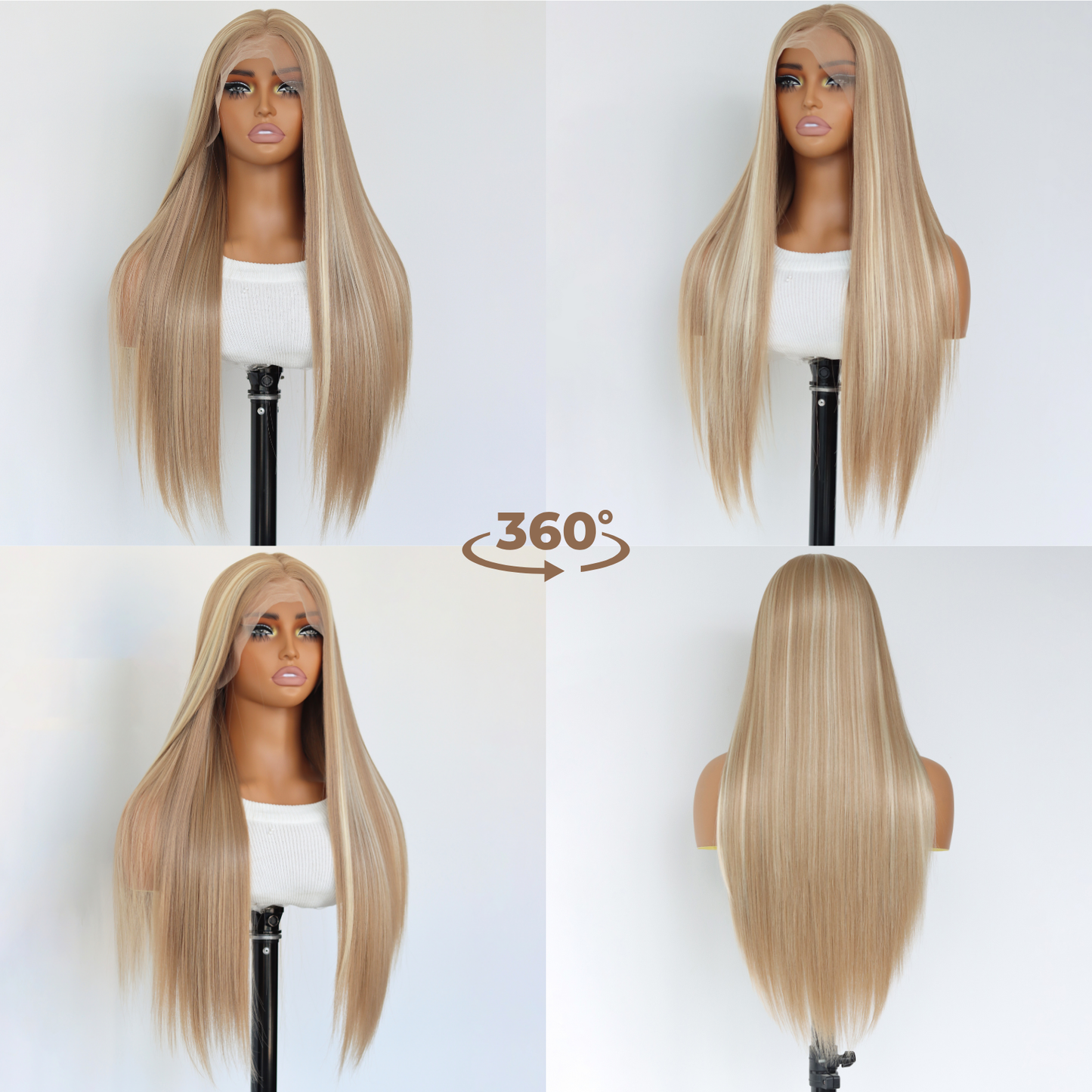 Honey Blonde Lace Front Wig Honey Blonde Straight Wig Blonde 180% Density Blonde Straight Wig Highlight Synthetic Straight Wig for Women