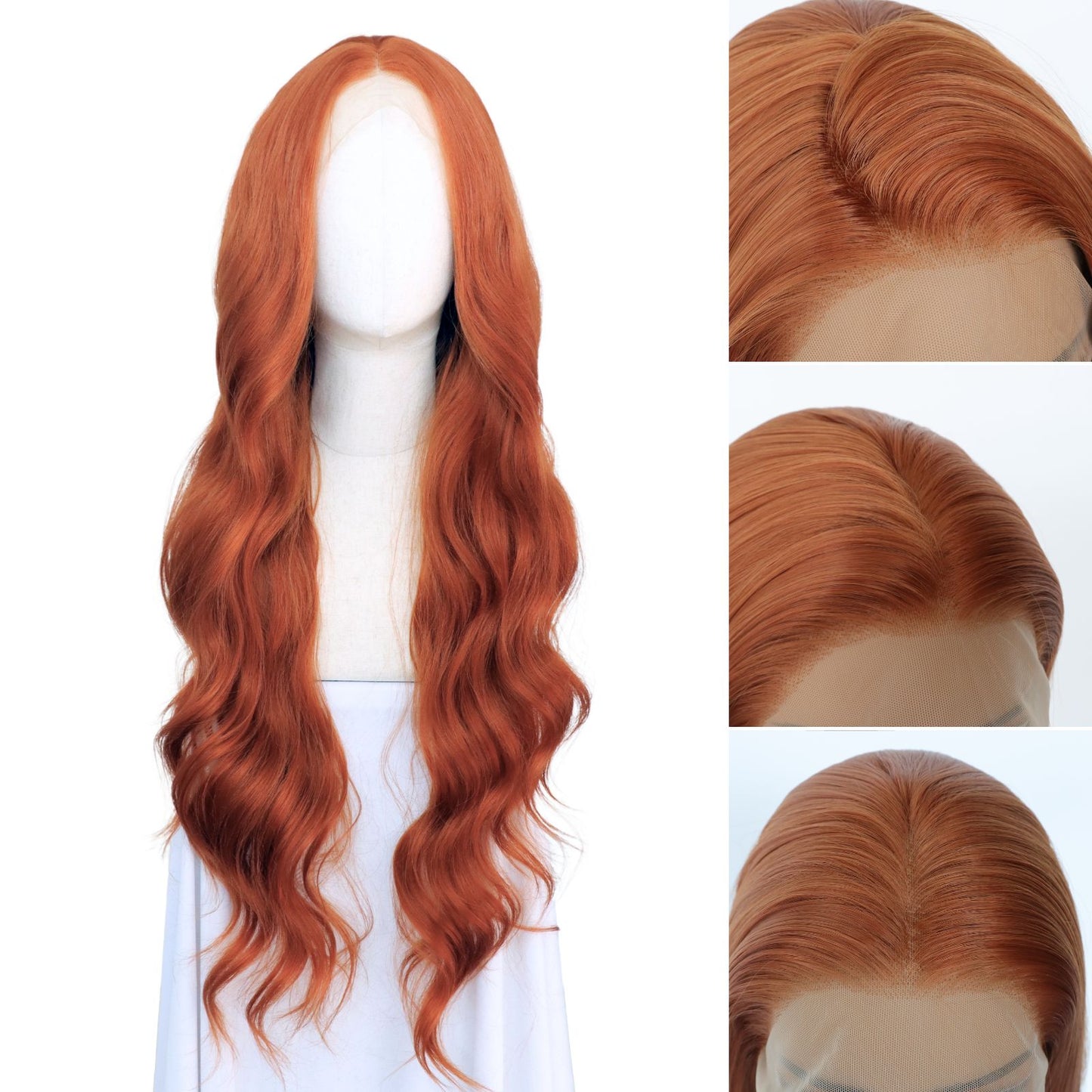 Ginger Orange Body Wave Lace Front Synthetic Wig13x4 for Party Christmas Daily Use 32 Inch