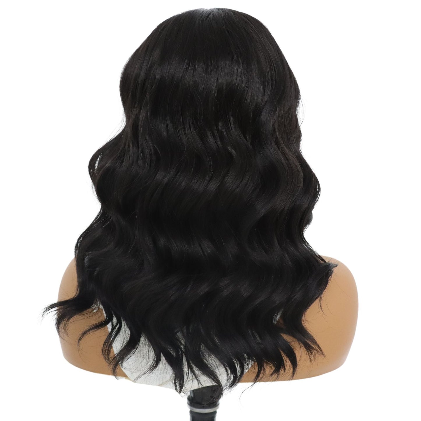 Black Short Wavy Synthetic Lace Front Wig Bob Style 13x4 for Party Everyday Use 14 Inch