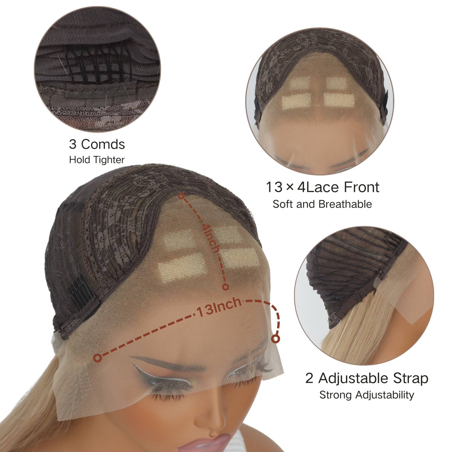 Honey Blonde Lace Front Wig Honey Blonde Straight Wig Blonde 180% Density Blonde Straight Wig Highlight Synthetic Straight Wig for Women