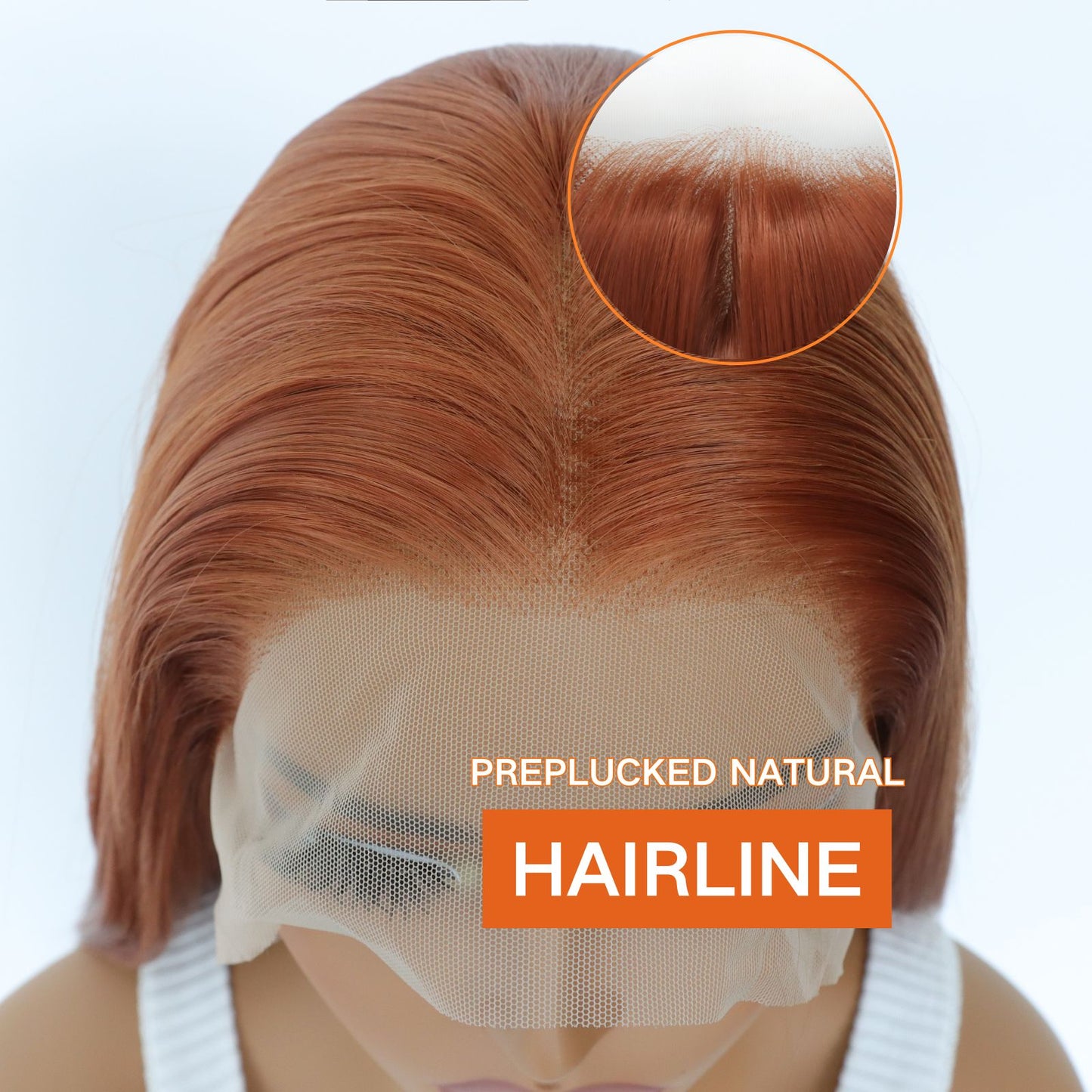 Ginger Orange Straight Synthetic 13x4 Lace Front Wig 32 Inch