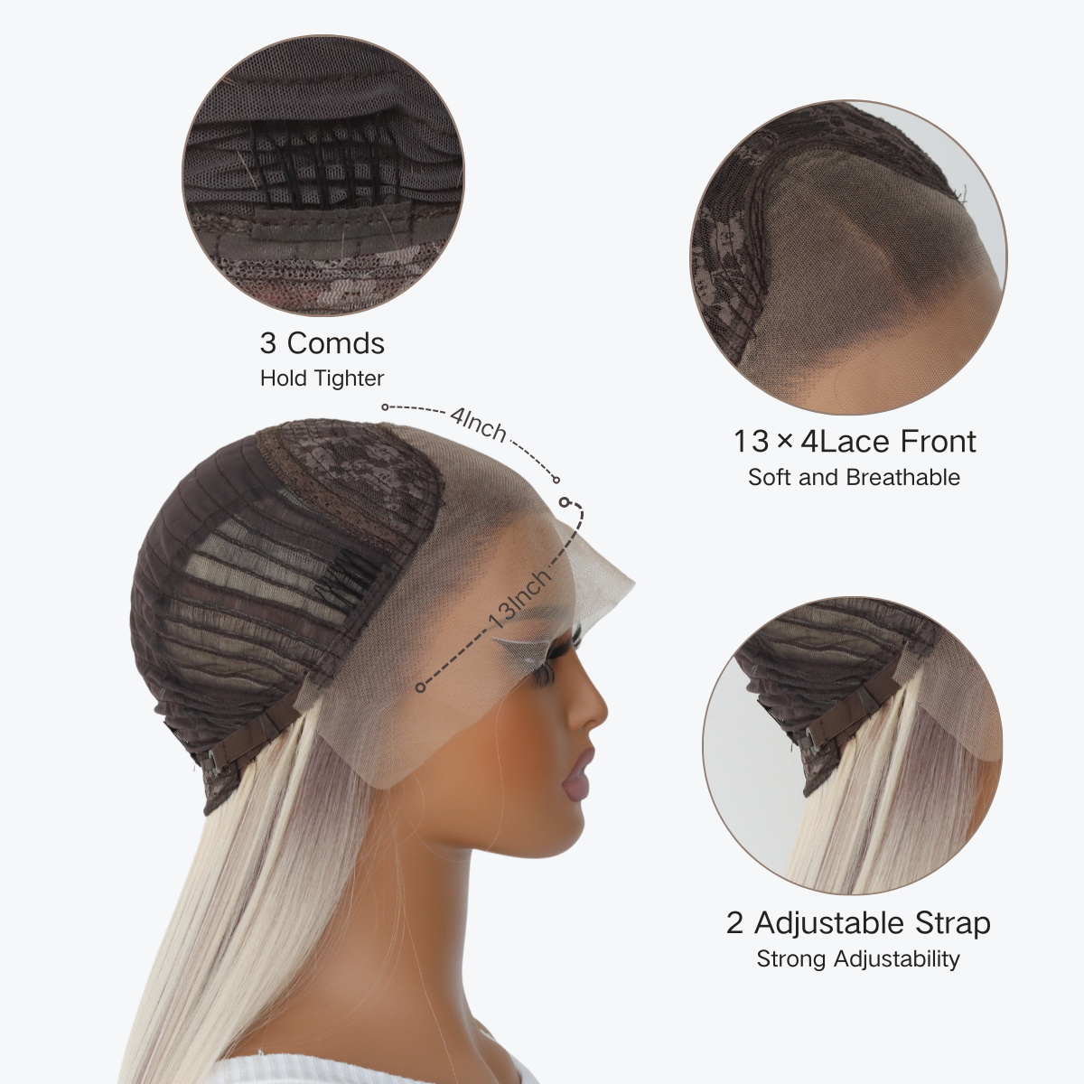 Ombre Brown Stripe Synthetic Wig Long Highlight Ash Blonde Wig 13×4 Lace Front Wigs Ombre Brown Mixed Blonde Glueless Wigs Comfortable Breathable Mesh Cap For Black Women(24Inch)