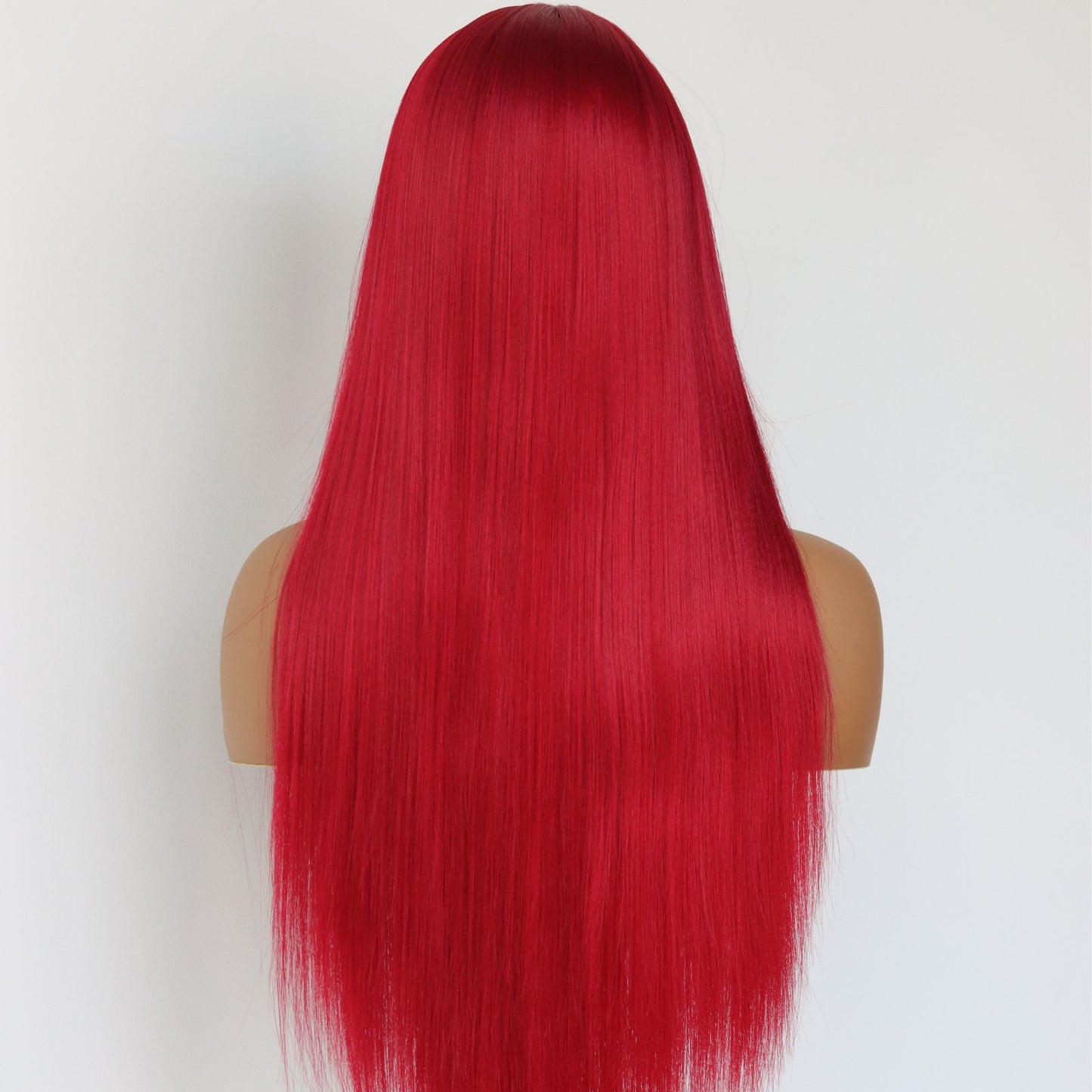 Red Straight Synthetic Lace Front Wig 13X4 Party Daily Use 26 Inches