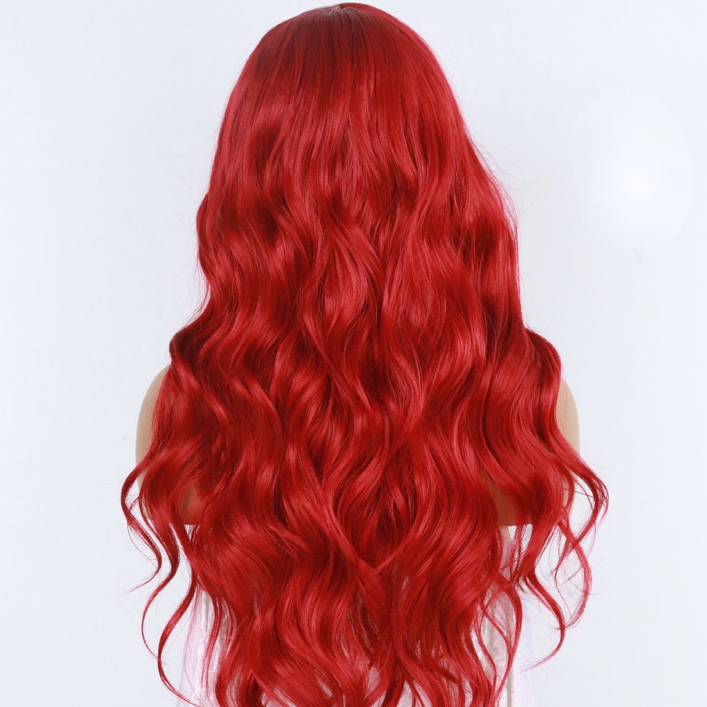 Red Body Wave Lace Front Synthetic Wig 13x4 Heat-Resistant Pre-Plucked Hairline with Free Part 24" Beginner-Friendly for Parties & Cosplay Use