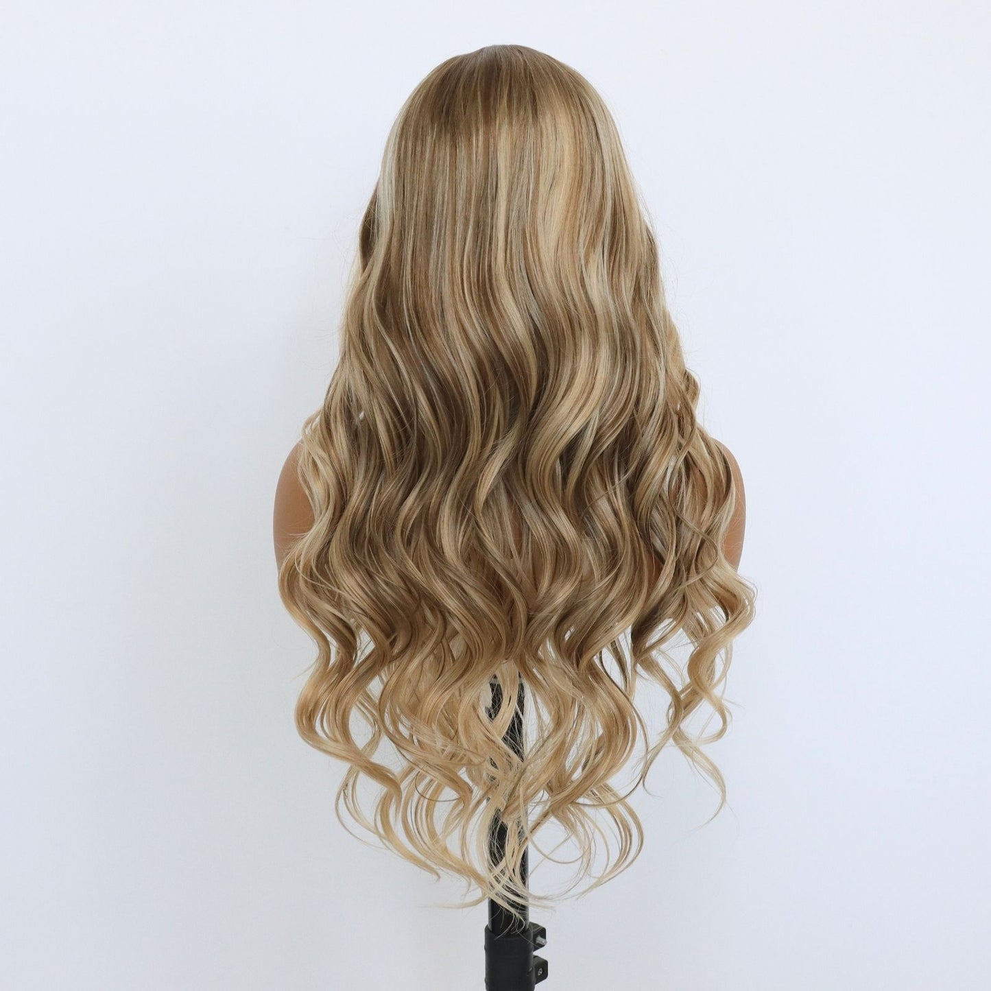 Blonde Body Wavy Synthetic Wig with Natural Highlights 24 inches 13x4 Pre Plucked Free Part Lace Front Women's Wig Heat Friendly