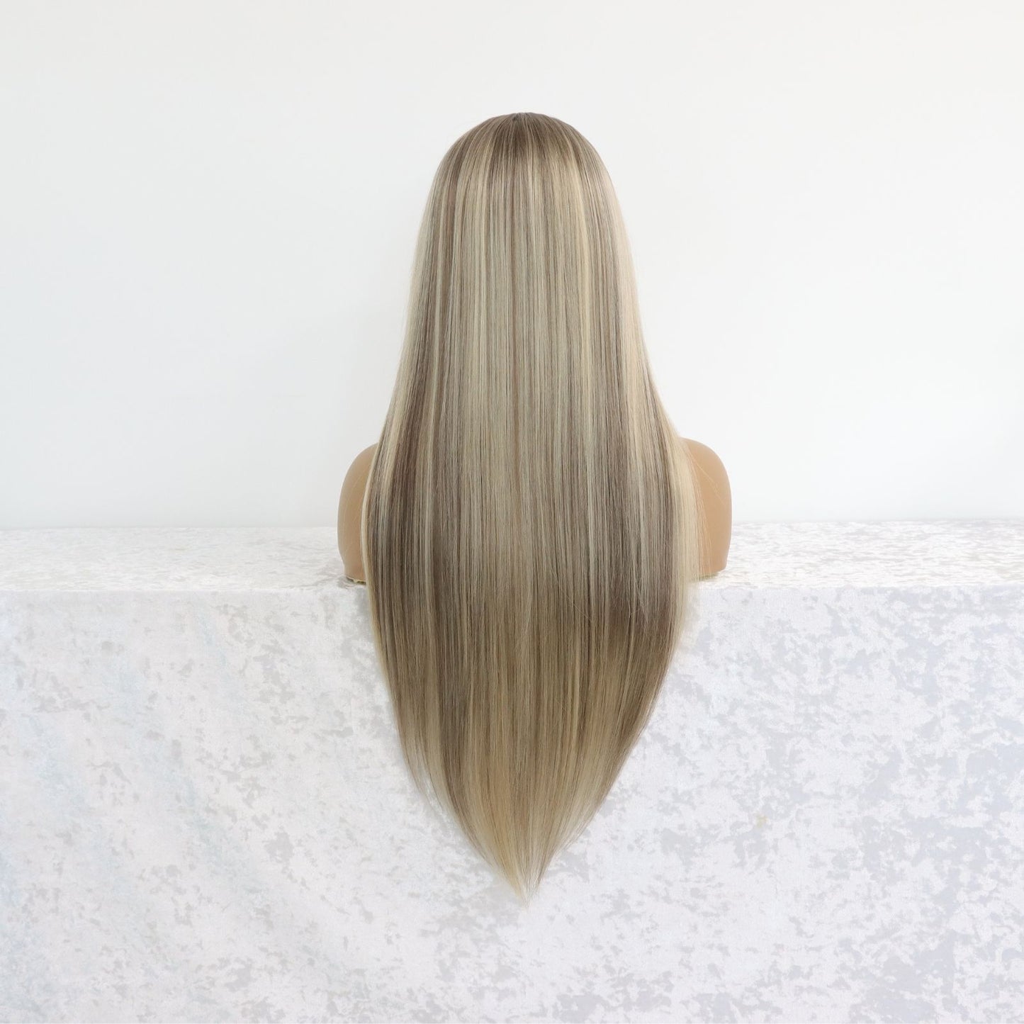 Ombre Blonde Mixed Brown Straight Synthetic Lace Front Wig 13X4 Party Daily Use 26 Inches