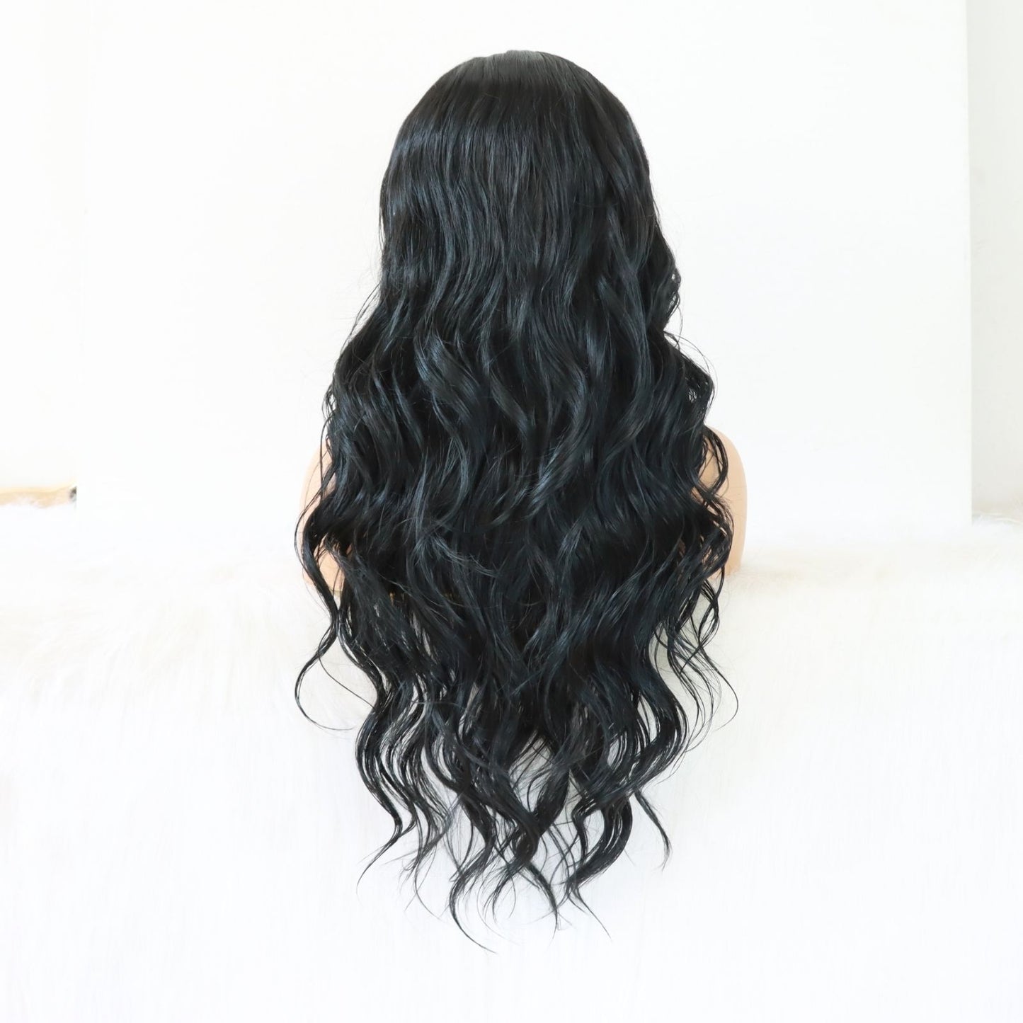 Black Body Wave Lace Front Wig 13x4 Free Part HD Transparent Synthetic Wig Heat Resistant & Pre-Plucked Natural Hairline for Daily Festival Use 24 Inch