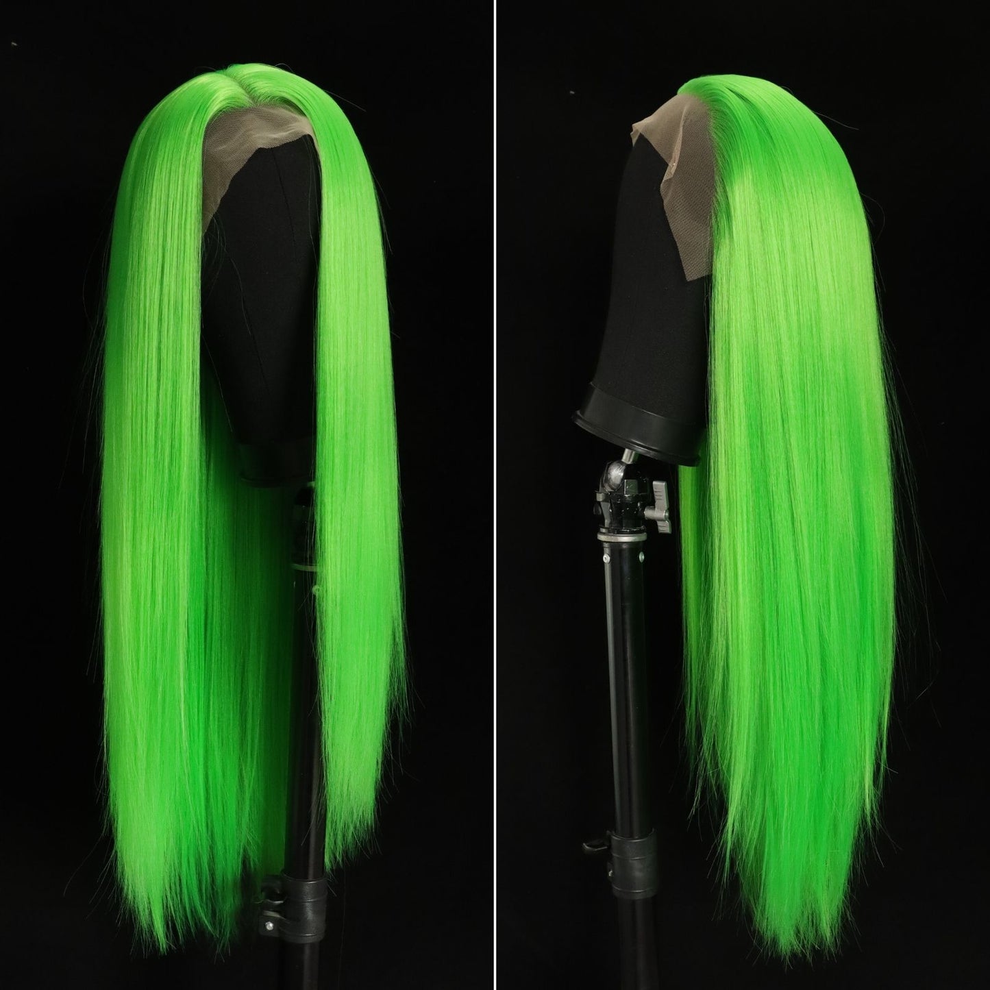 Fluorescent Green Straight Synthetic Lace Front Wig 13X4 Party Halloween Use 28 Inches