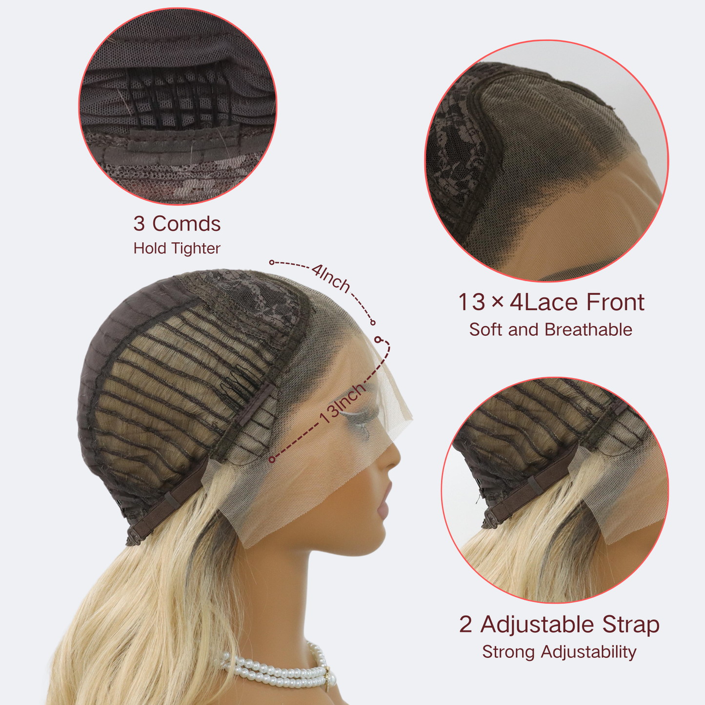 Ombre Blonde Wavy Wig 24 Inch Blonde Curly Wave Synthetic Wig Pre Plucked Heat Resistant Fiber Wig for Daily Party Use