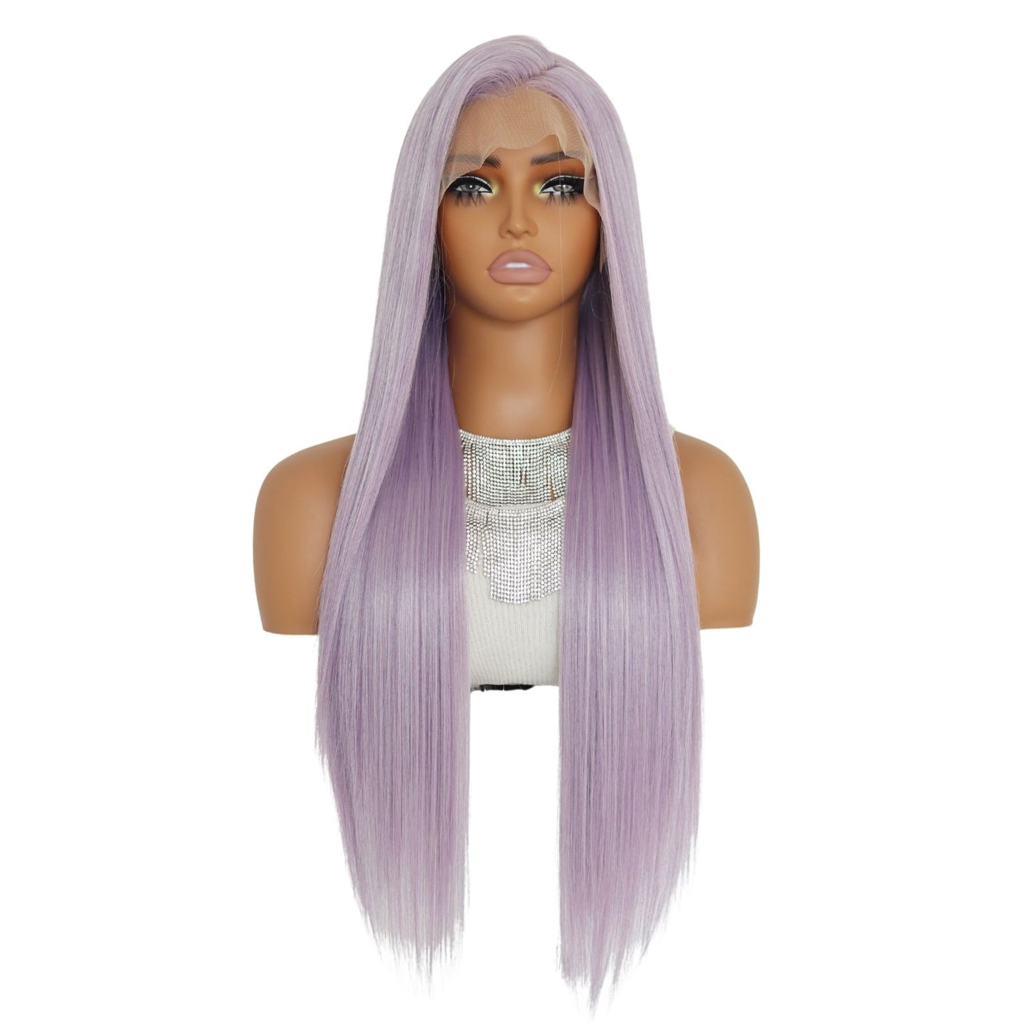 Lavender Purple Straight Synthetic Lace Front Wig 13x4 for Party Daily Use 26 Inches