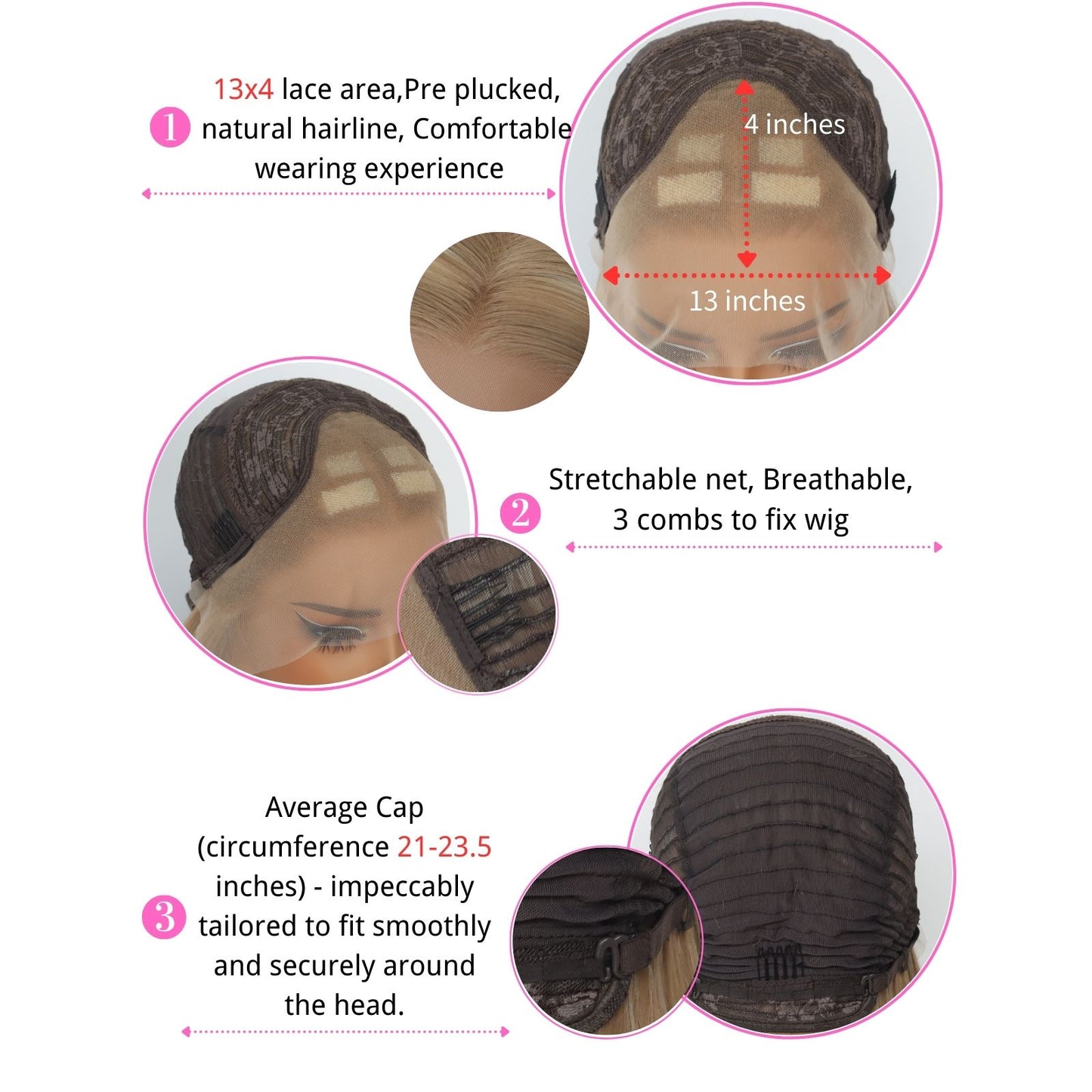 Highlight Blonde Mixed Brown Straight Synthetic Lace Front Wig 13x4 Daily Use 26 Inches