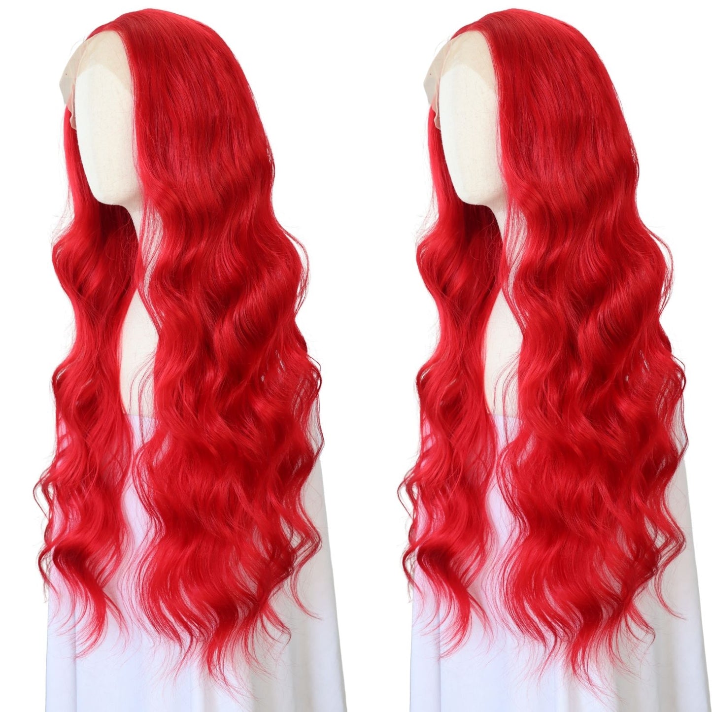 Red Body Wave Lace Front Synthetic Wig 13x4 for Party Daily Use 32 Inch