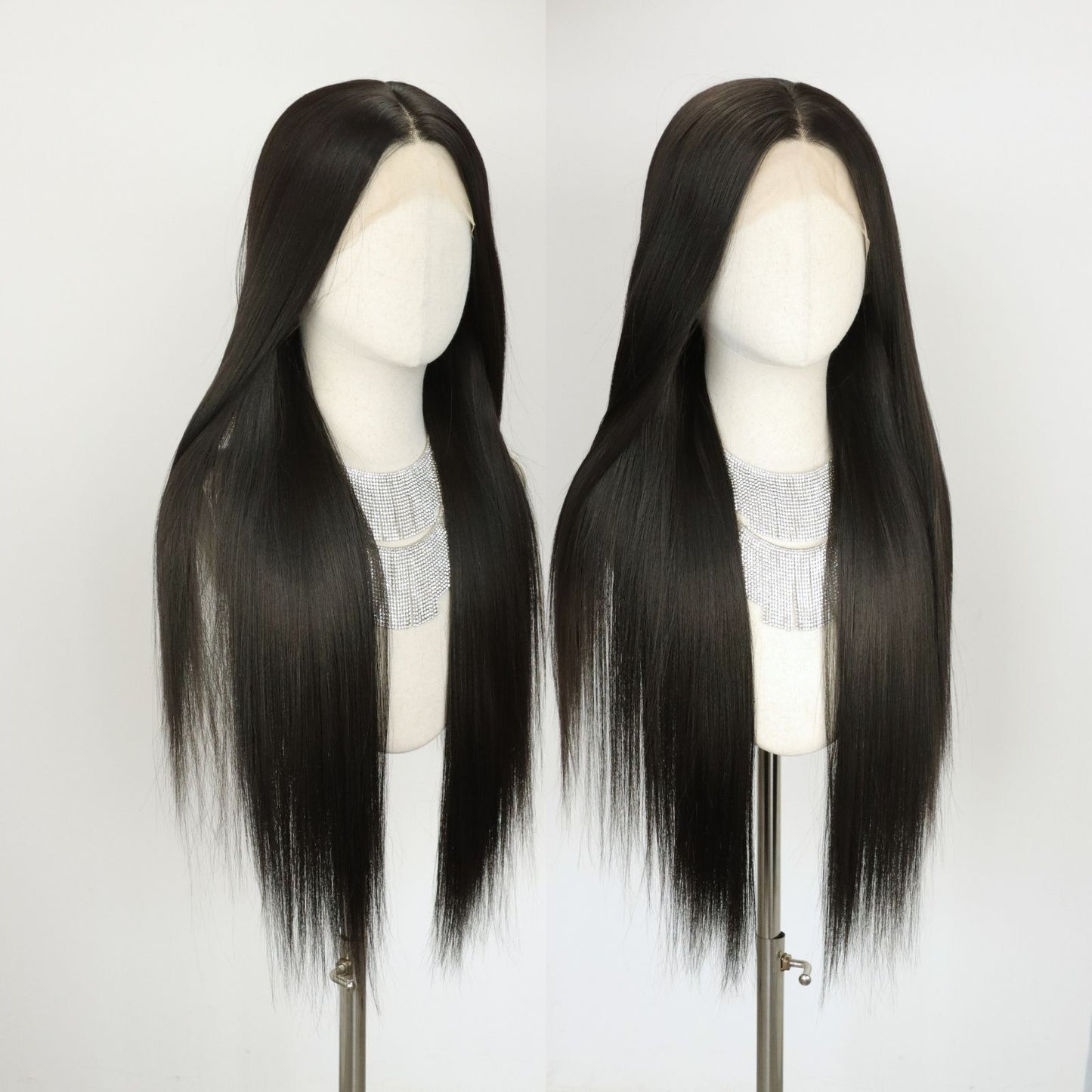 Long Straight Natural Black Lace Front Synthetic Wig13x4 for Party Christmas Daily Use 32 Inch