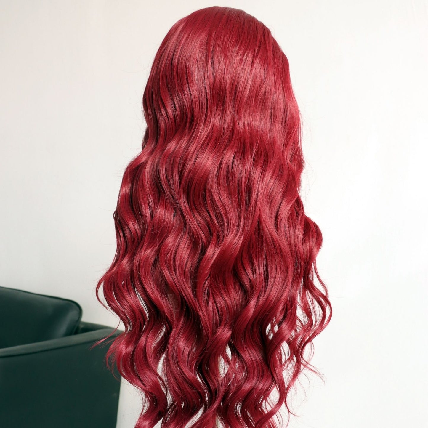 Burgundy Body Wave Synthetic Lace Front Wig 13x4 Cosplay Daily Use 32 Inch