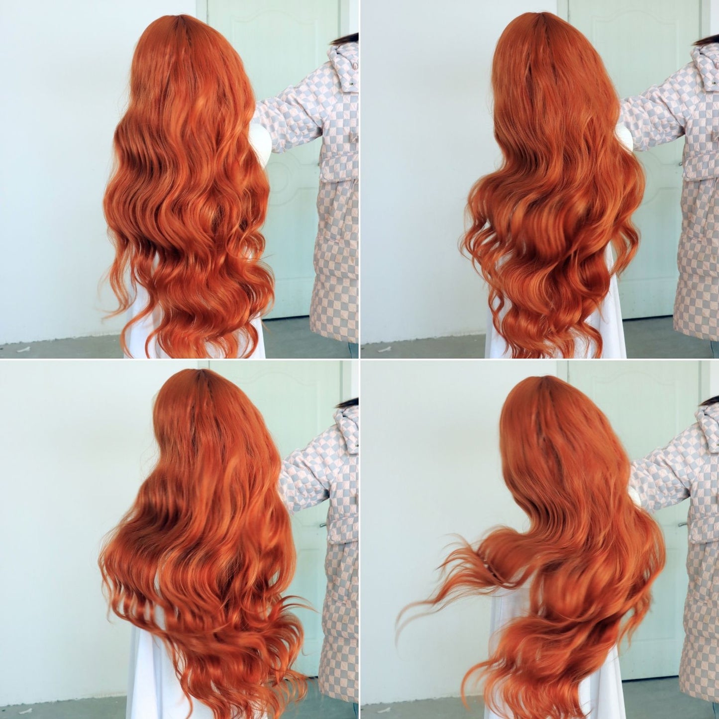 Ginger Orange Body Wave Lace Front Synthetic Wig13x4 for Party Christmas Daily Use 32 Inch