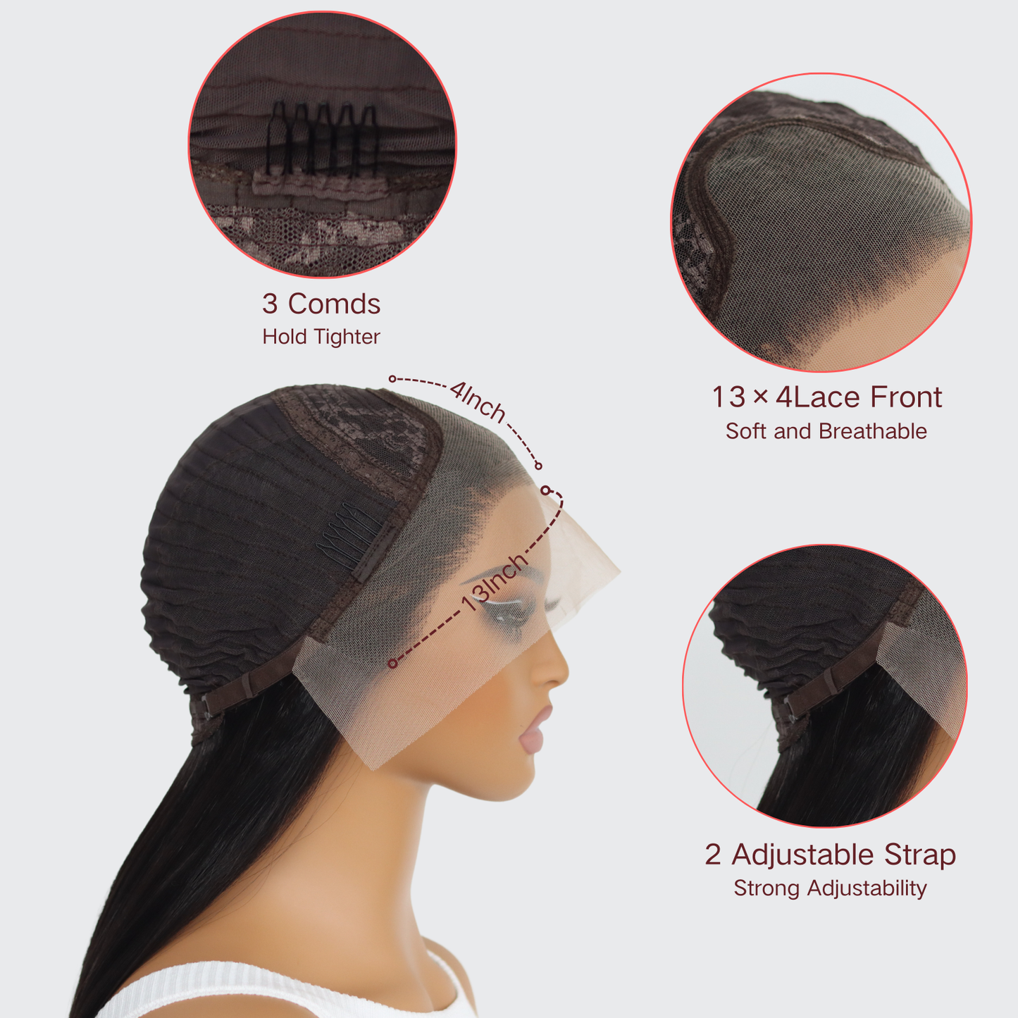 White Highlights 13×4 Lace Front Wigs White Skunk Stripes Synthetic Wig Glueless Breathable Fashion Wig Long Straight Black And white Striped Wig For Black Women(24Inch)