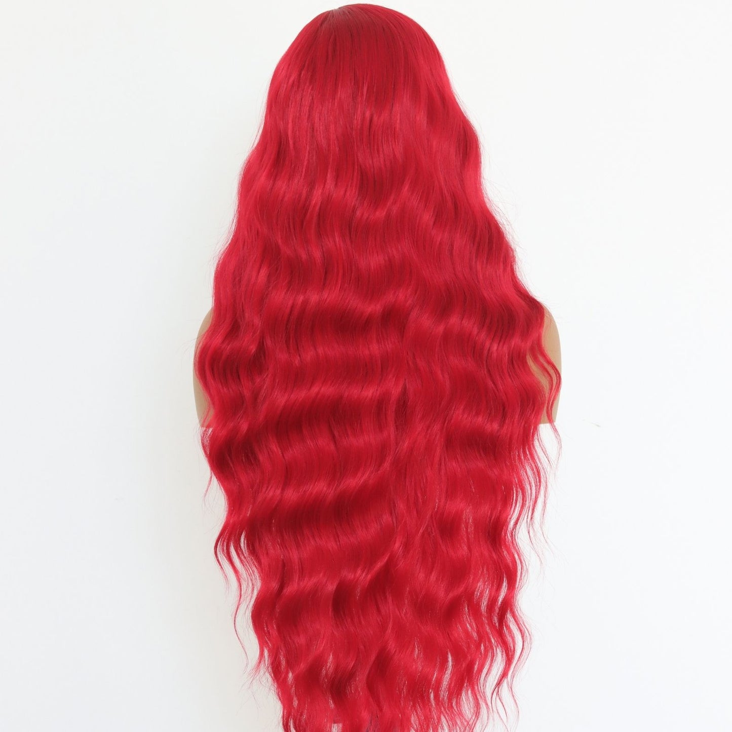 Red Body Wave Ponytail Synthetic Lace Front Wig 13x4 for Cosplay Halloween Use 32 Inch