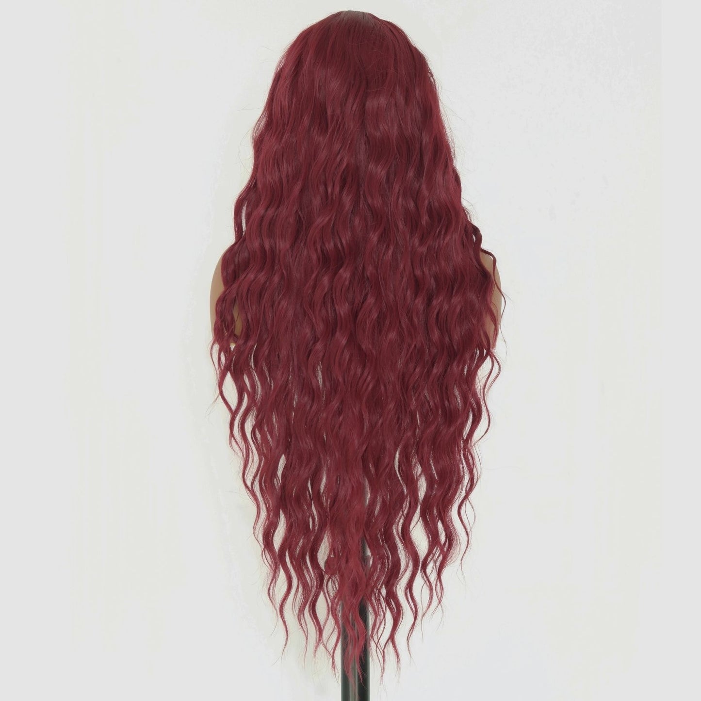 Burgundy Water Wave Synthetic Lace Front Wig 13x4 for Party Halloween Use 32 Inch