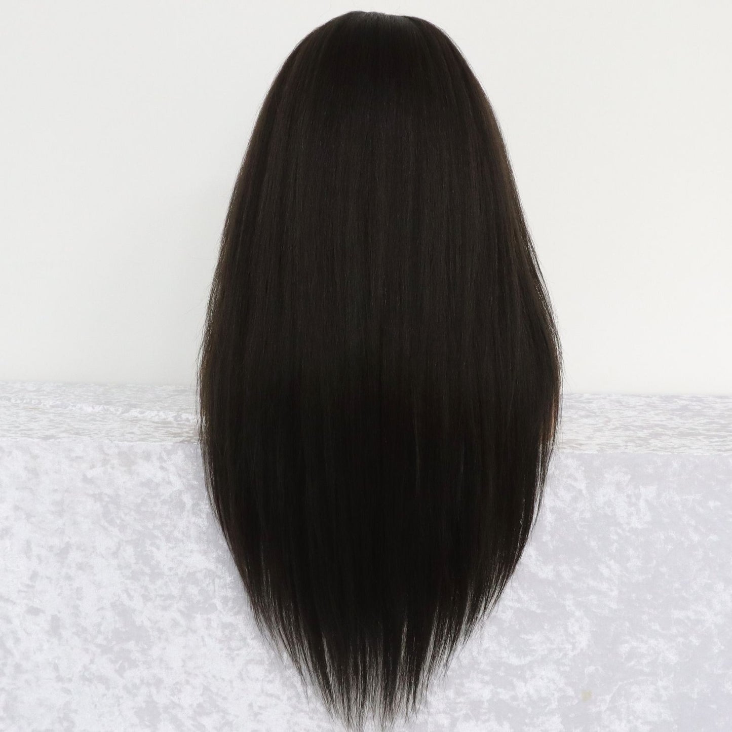 Yaki Straight Black Synthetic Lace Front Wig 13x4 Daily Use 28 Inch