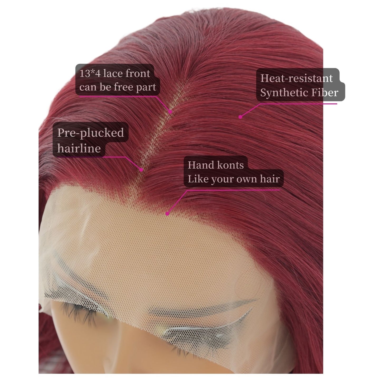 Burgundy Water Wave Synthetic Lace Front Wig 13x4 for Party Halloween Use 32 Inch