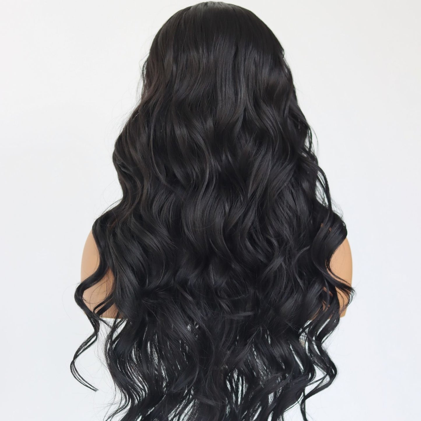 Black Body Wave Synthetic Lace Front Wig 13x4 Daily Use 28 Inches