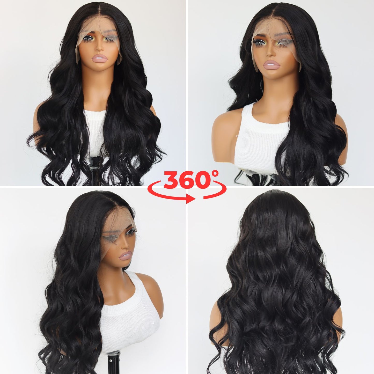 Black Body Wave Synthetic Lace Front Wigs for Holidays Daily Party Use 28 Inch
