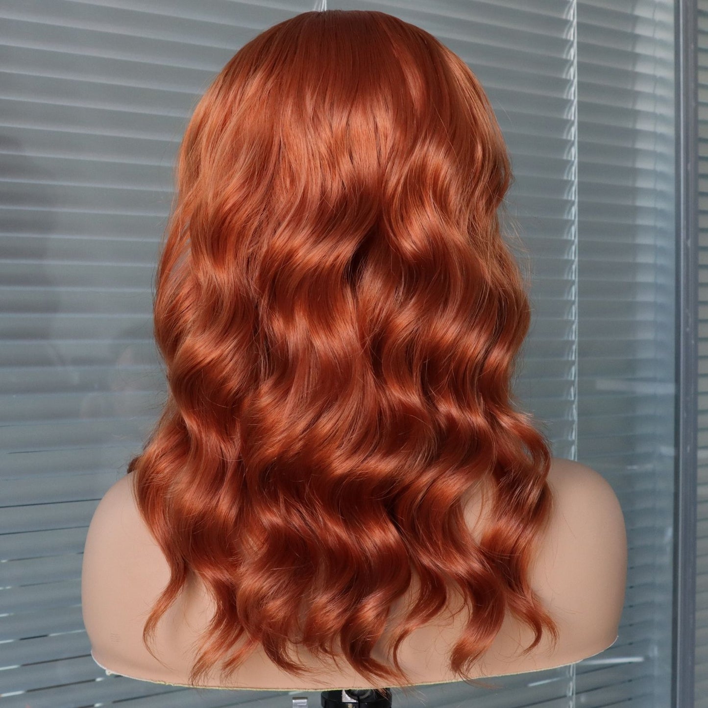Ginger Orange Short Wave Bob Style Lace Front Synthetic Wig 13x4 for Party Daily Use 14 Inch