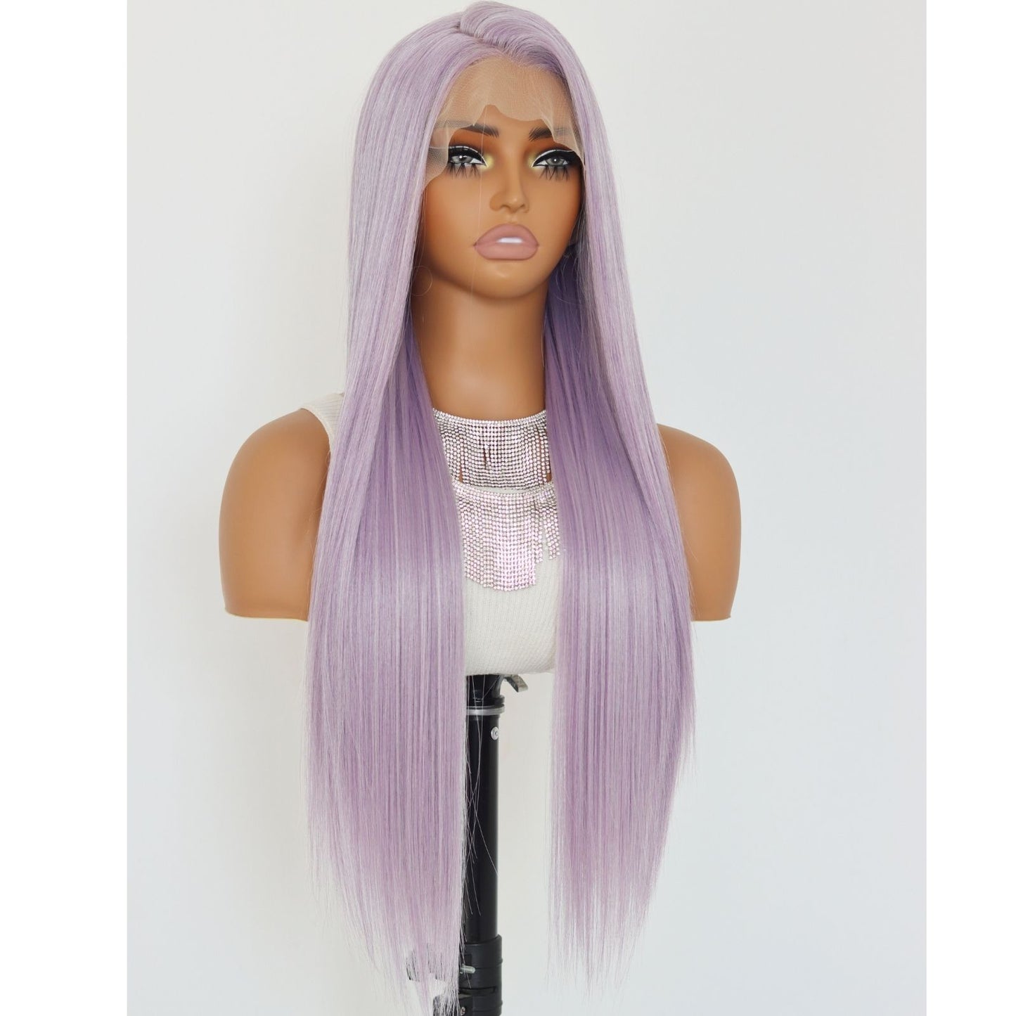 Lavender Purple Straight Synthetic Lace Front Wig 13x4 for Party Daily Use 26 Inches