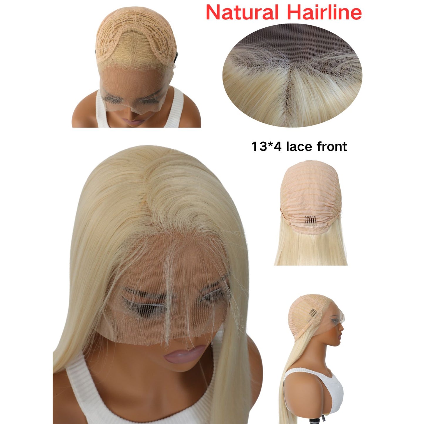 Blonde Straight Synthetic Lace Front Wig 13x4 Party Daily Use 28 Inch