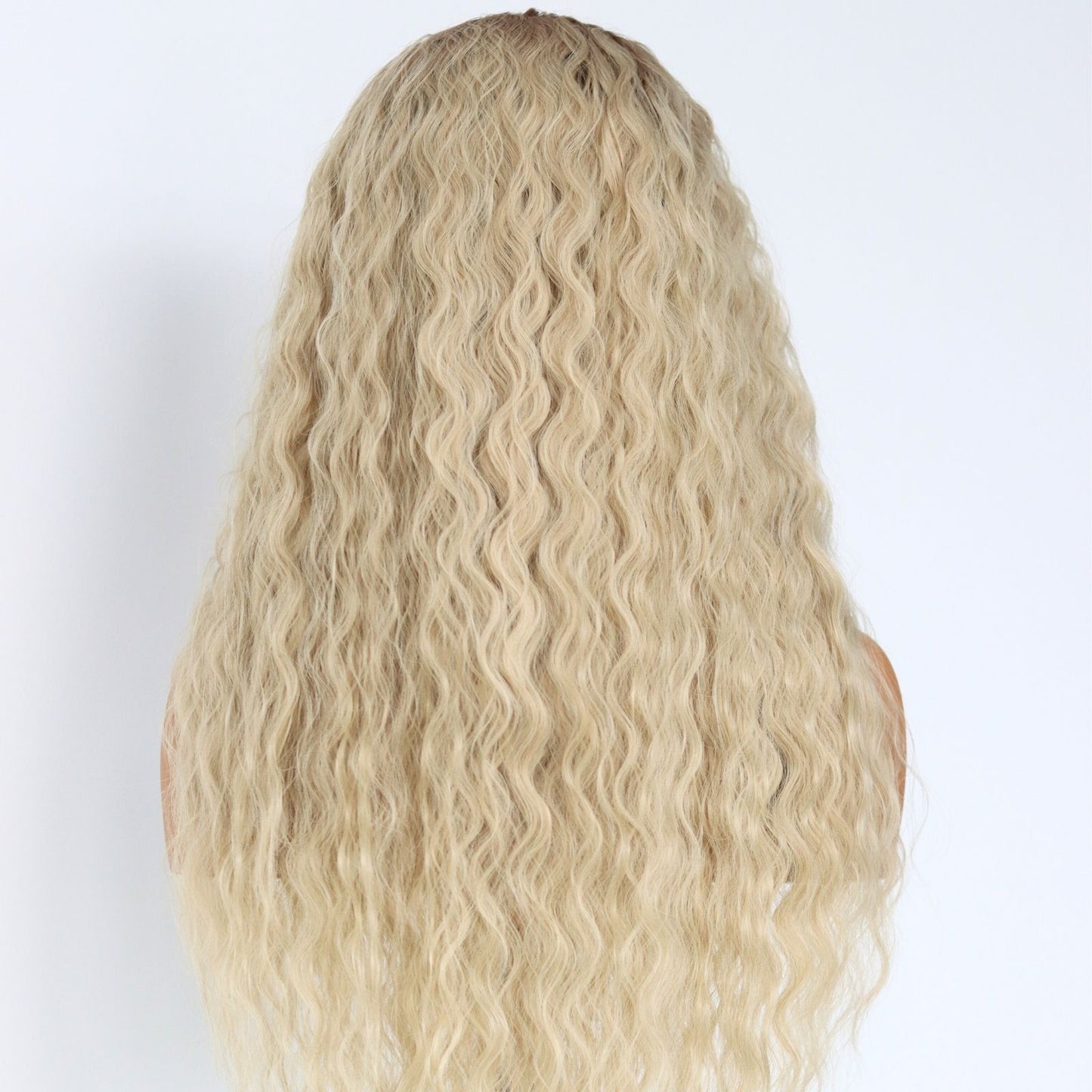 Ombre Blonde Long Curly Synthetic Lace Front Wig 13x4 for Party Christmas Daily Use 28 Inch