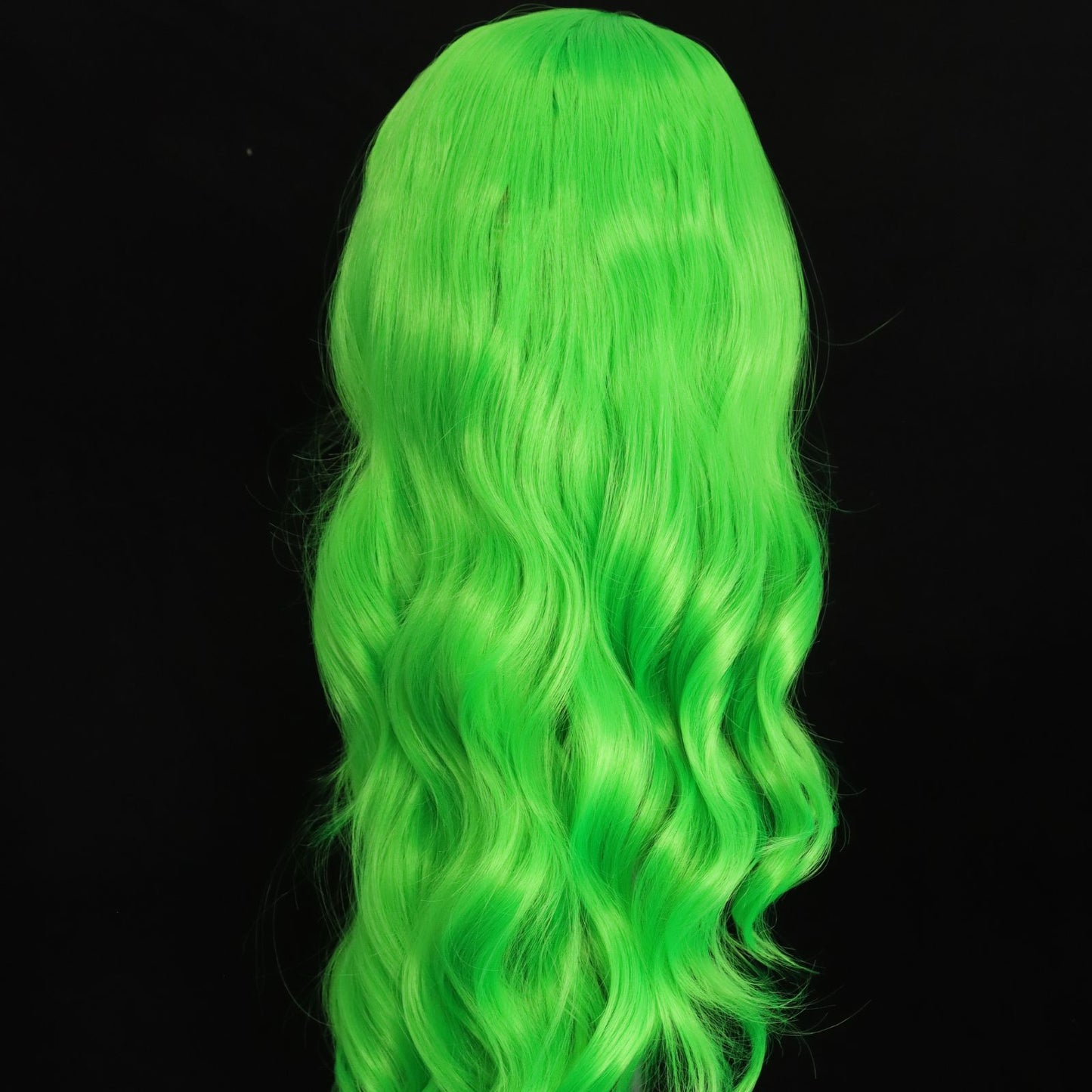 Fluorescent Green Body Wave Synthetic Lace Front Wigs for Holidays Daily Party Use 28 Inch