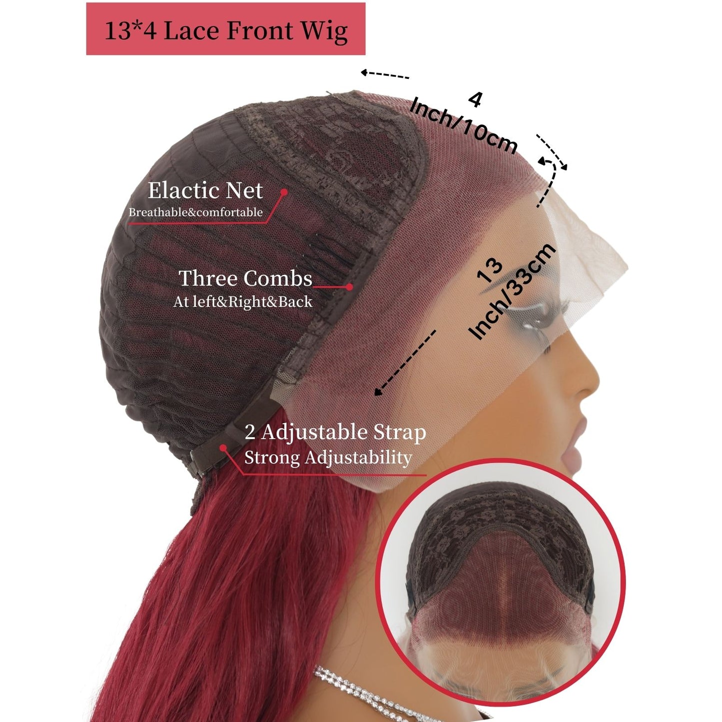 Burgundy Water Wave Synthetic Lace Front Wig 13x4 for Party Halloween Use 32 Inch