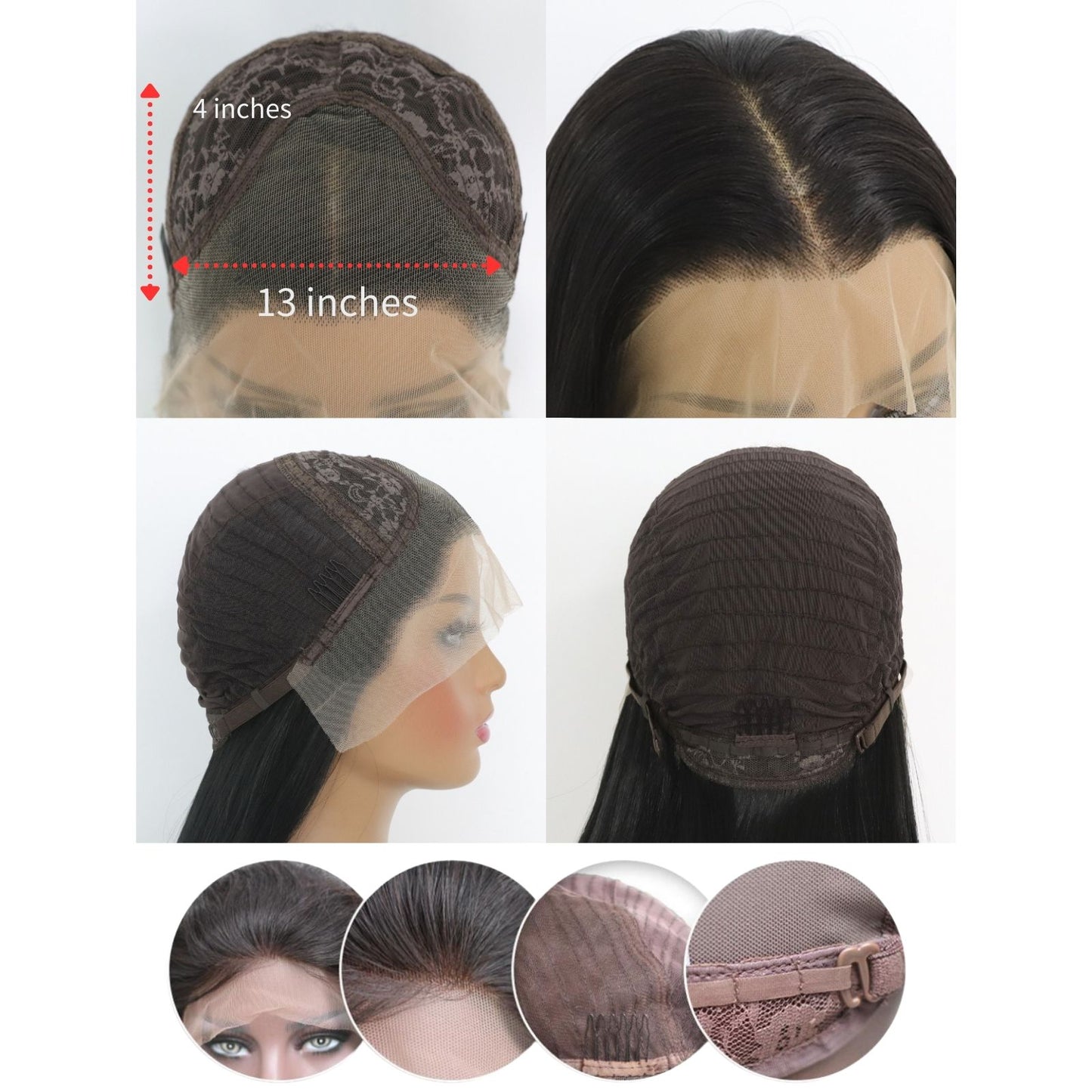 Long Straight Natural Black Lace Front Synthetic Wig13x4 for Party Christmas Daily Use 32 Inch